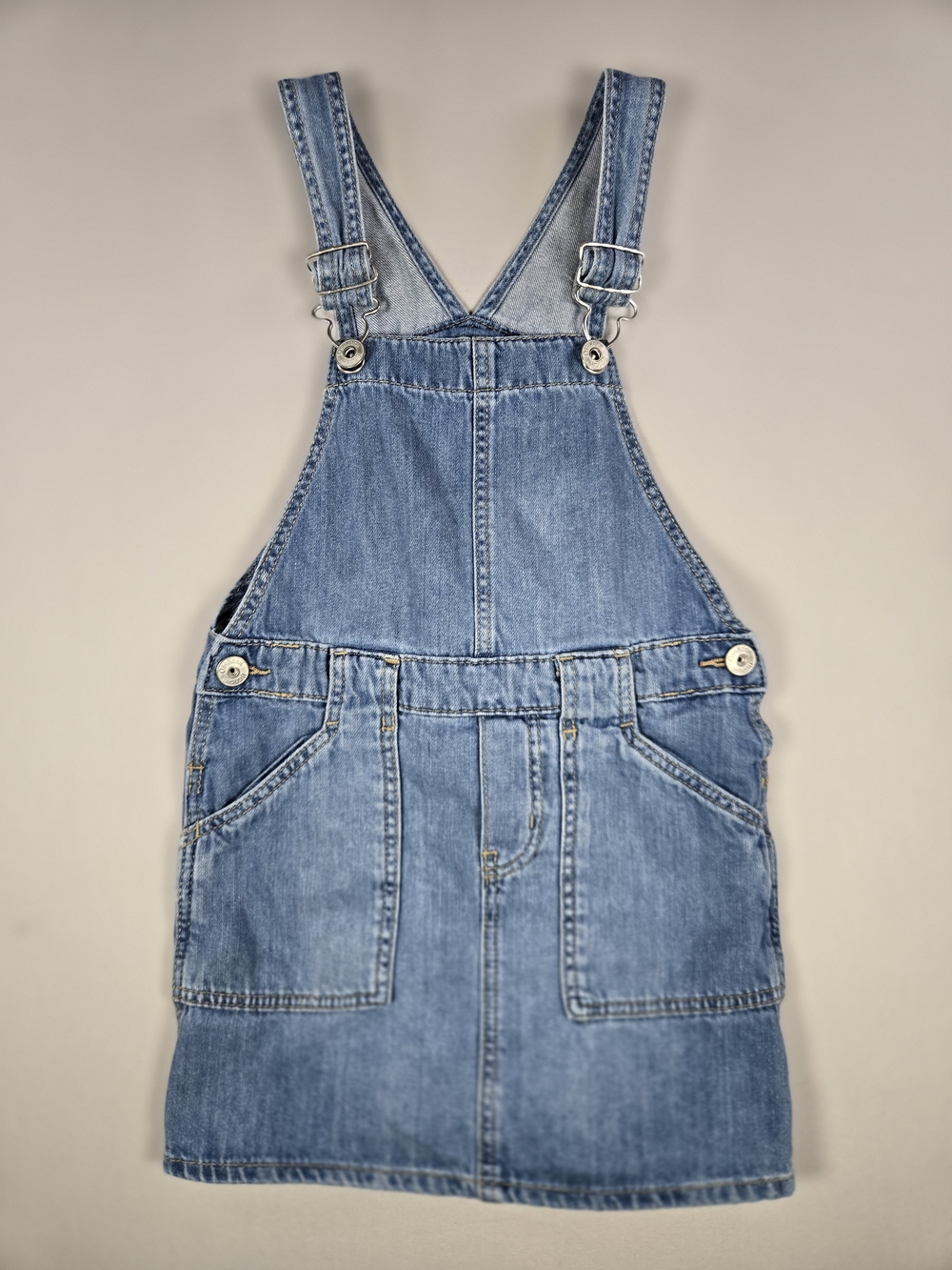 Vintage Y2K OshKosh B'gosh Girls Denim Vestbak Jumper Dress Size 6X